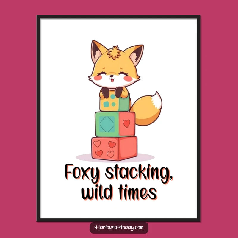 Free Printable Wall Art: Giggling Fox Blocks Decor, Hilarious Downloadable Art for Playful Spaces