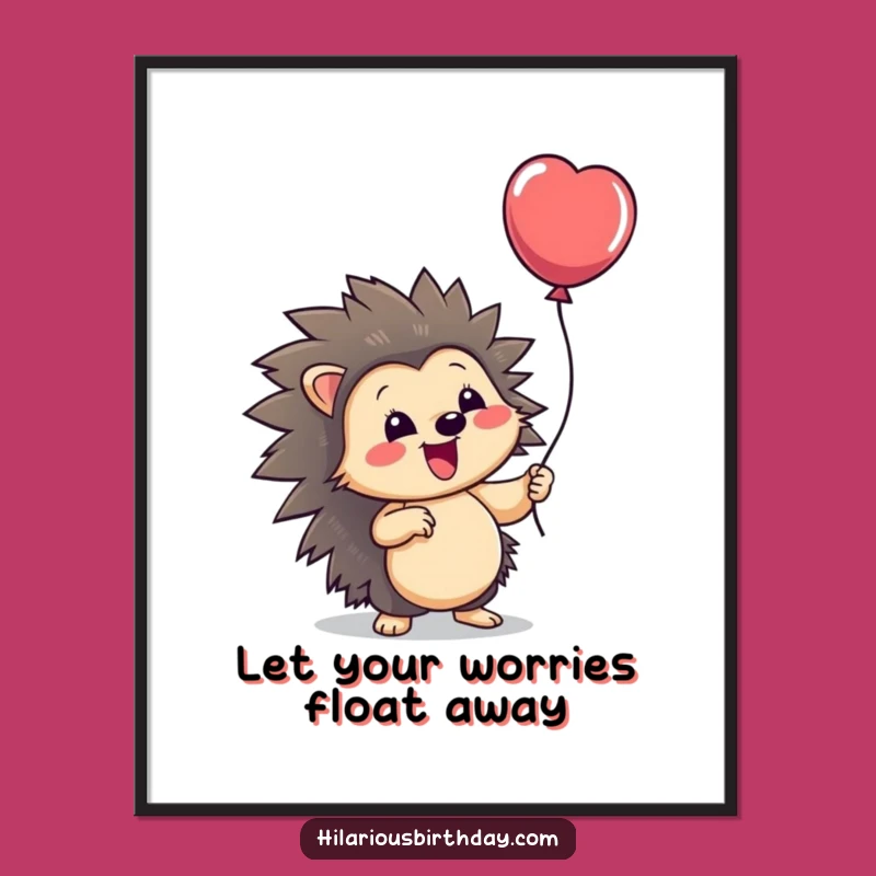 Free Printable Wall Art: Hedgehog's Balloon Bliss, Funny Downloadable Art