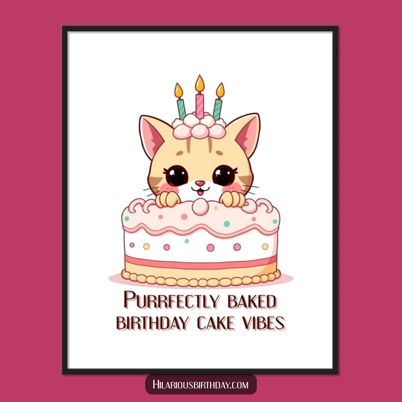 Funny Cat Wall Art Free Printable: Playful Kitty Cake Art Downloadable Decor