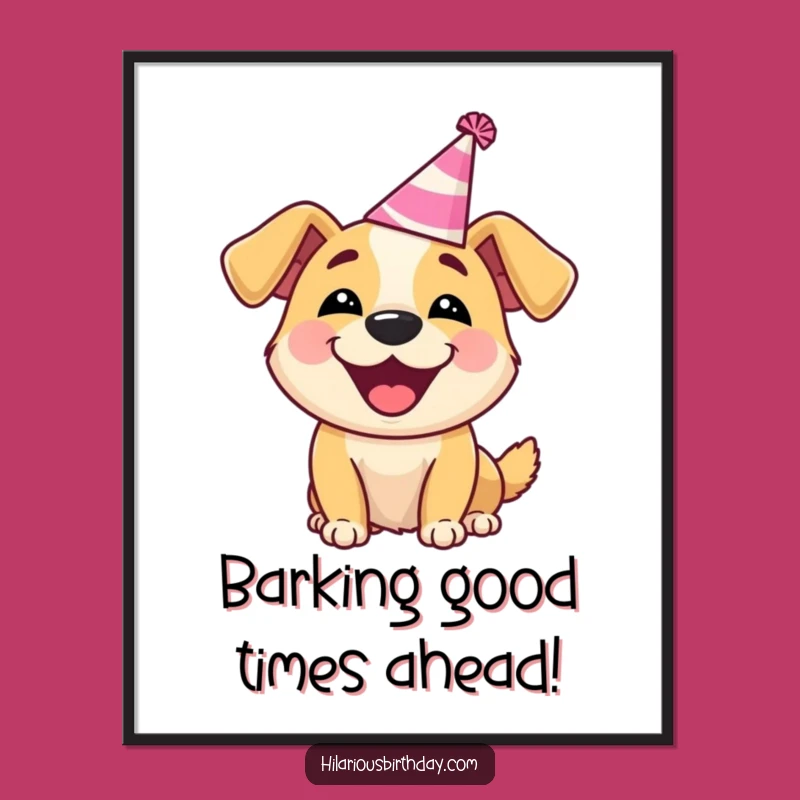 Funny Free Printable Wall Art: Happy Dog Party Hat, Hilarious Downloadable Home Decor Gift