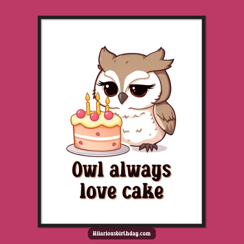 Free Printable Owl Wall Art: Funny Cake Study Downloadable Decor for a Clever Space