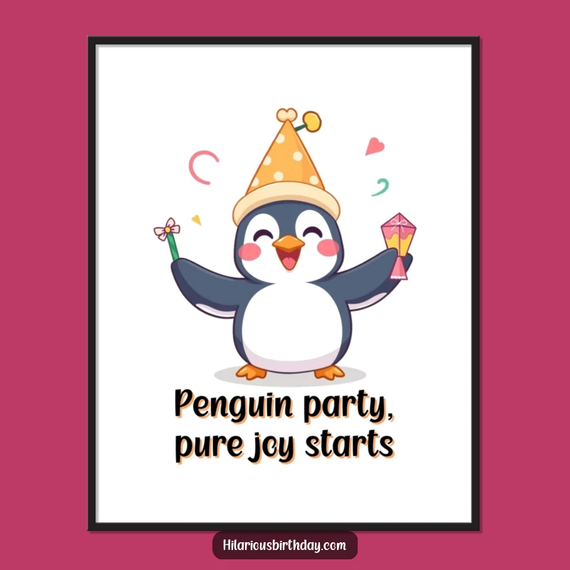 Free Printable Wall Art: Penguin's Juggling Fun, Whimsical Downloadable Decor Gift