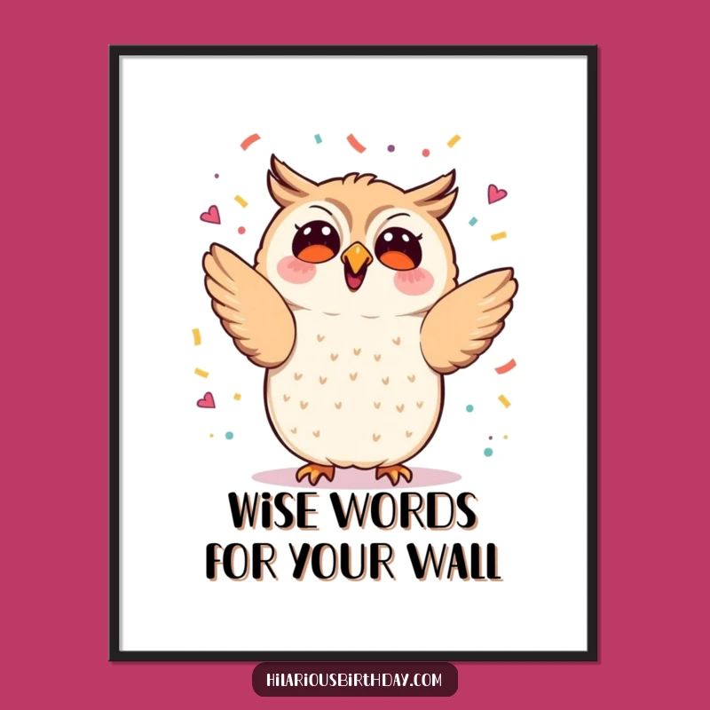 Free Printable Kawaii Owl Wall Art: Confetti Owl Downloadable Decor for Joy