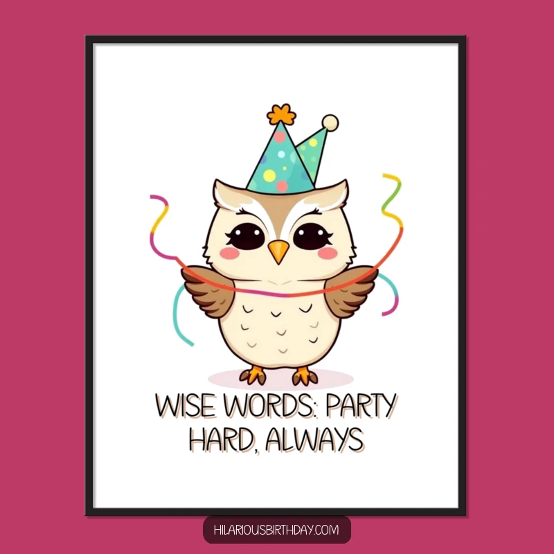 Funny Free Printable Wall Art: Delighted Owl Party Vibes - Quirky Downloadable Decor
