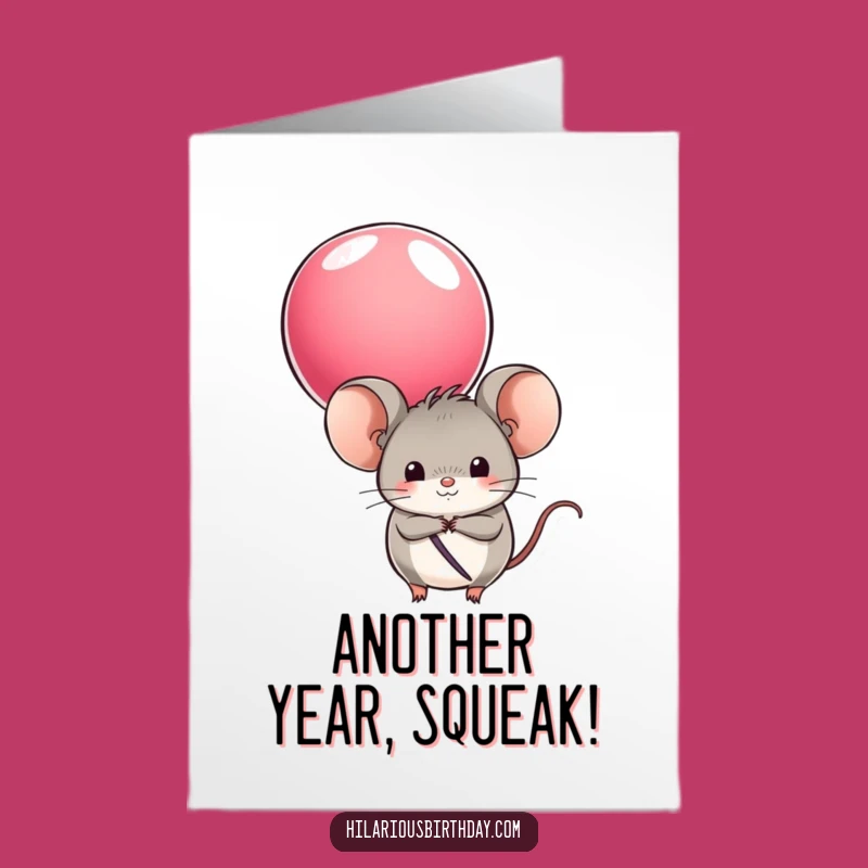 Free Printable Mouse Birthday Card: Balloon Surprise Downloadable Gift