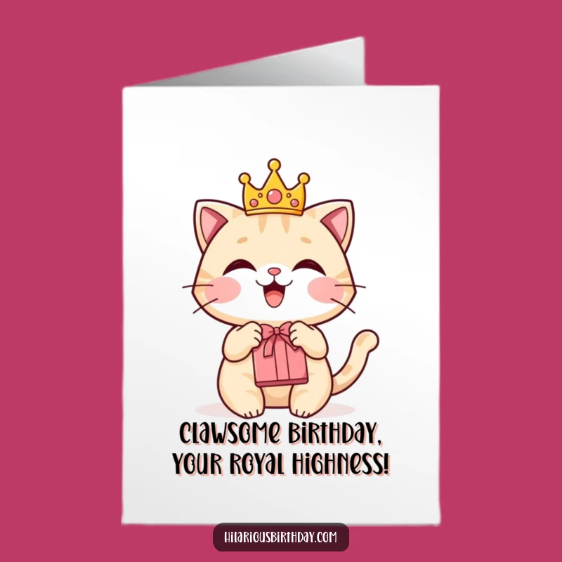 Free Printable Birthday Card: Royal Cat Crown Gift, Funny Downloadable Gift for Cat Lovers