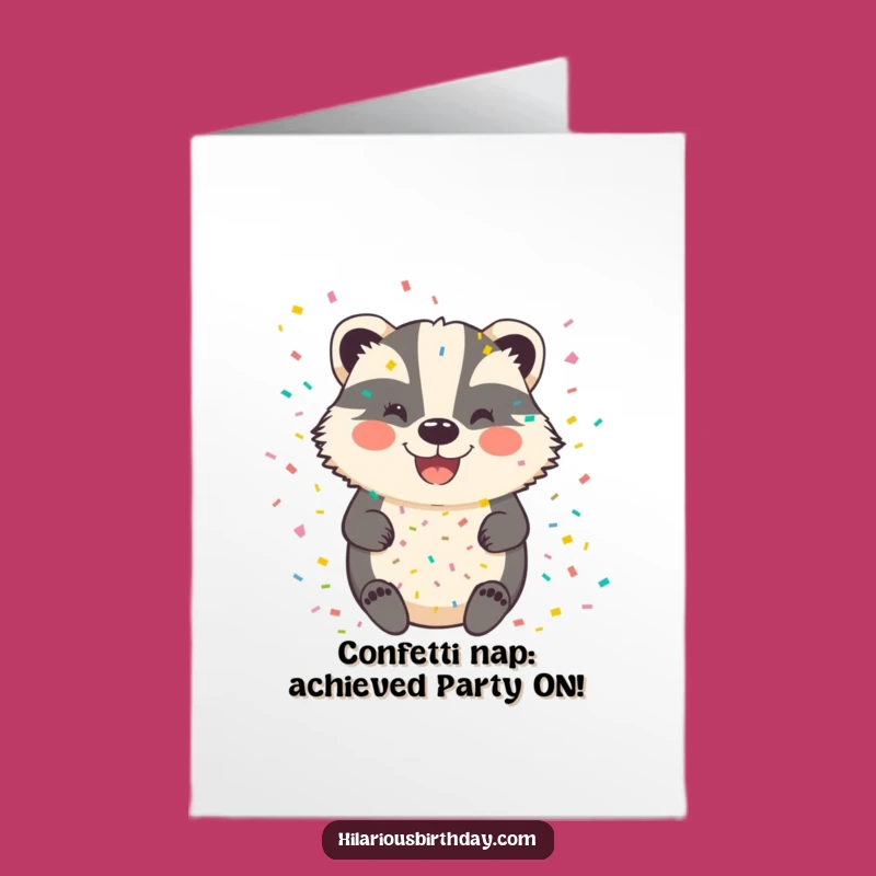 Free Printable Birthday Card: Funny Confetti Badger - Instant Download, DIY Gift