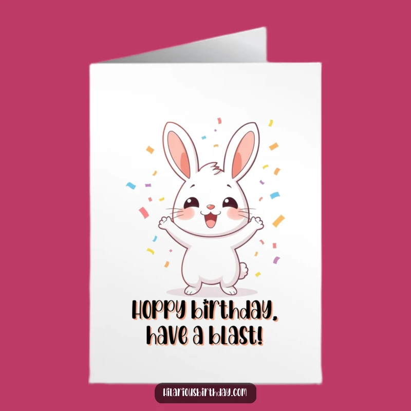Free Printable Birthday Card: Cheerful Rabbit Confetti Fun - LOL Downloadable Gift