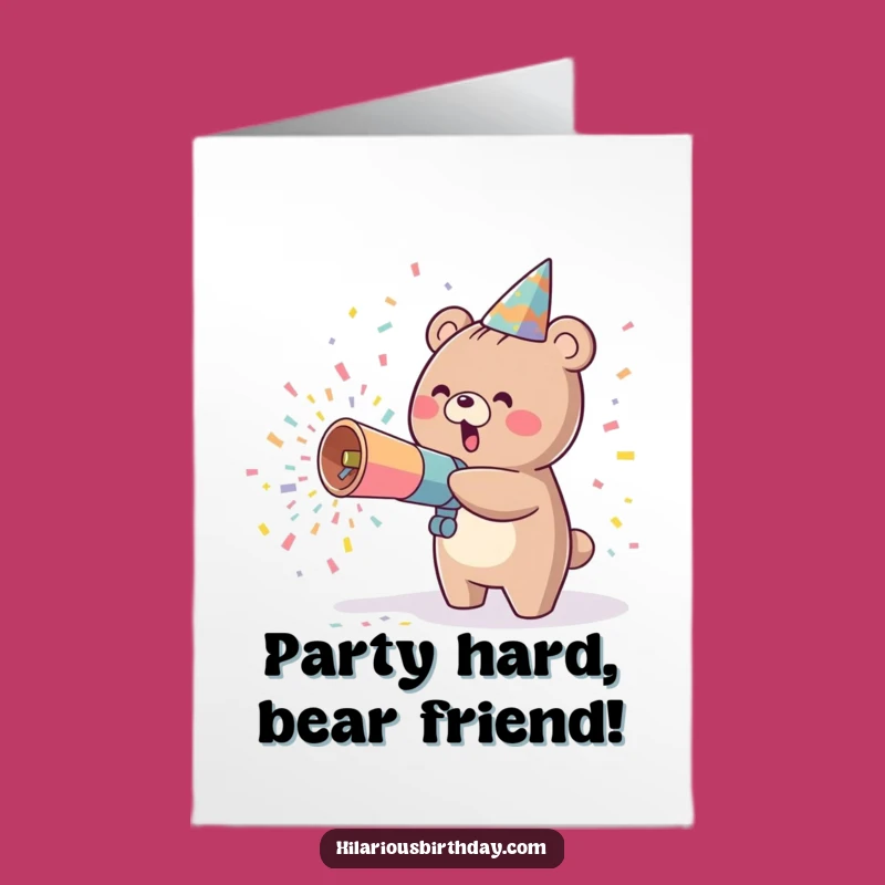 Free Printable Birthday Card: Funny Kawaii Bear Confetti Blast Greeting Card - Perfect Downloadable Gift