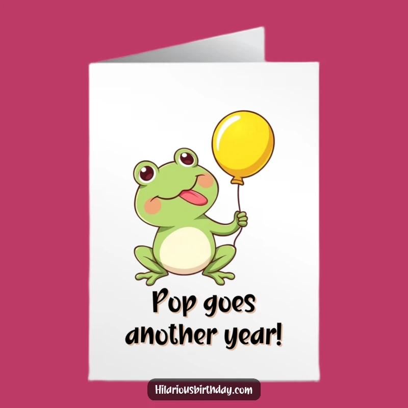 Free Printable Birthday Card: Kawaii Frog Popping Balloon, Funny DIY Downloadable Gift
