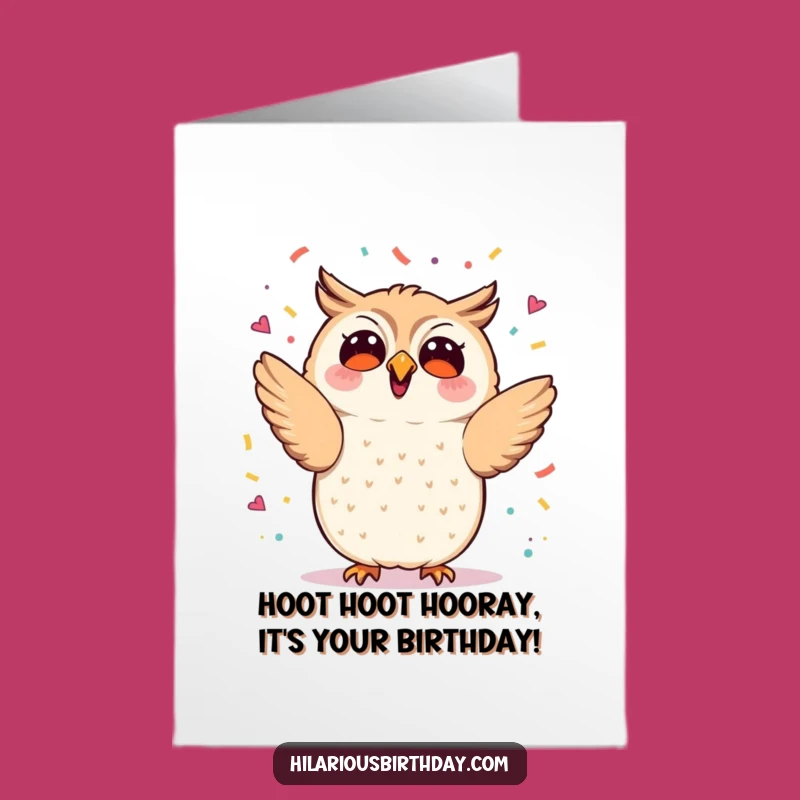 Free Printable Kawaii Owl Birthday Card: Confetti Owl Downloadable Funny Gift
