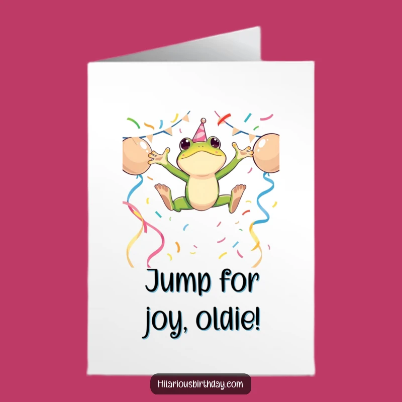 Free Printable Frog Birthday Card: Leaping Streamers Downloadable Gift
