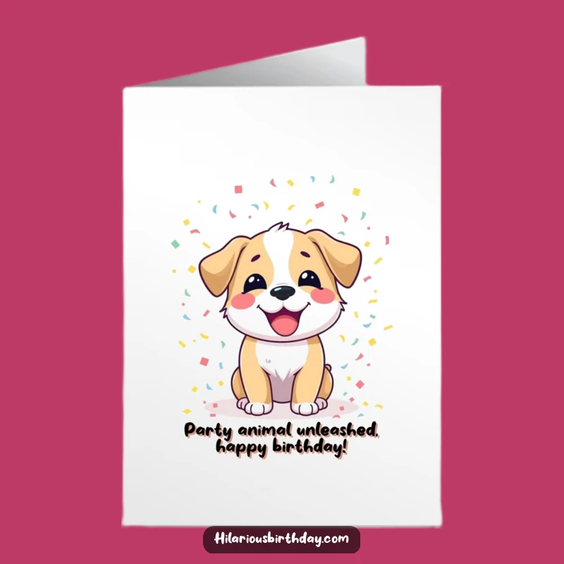 Free Printable Funny Dog Birthday Card: Joyful Confetti Pup Downloadable Greeting