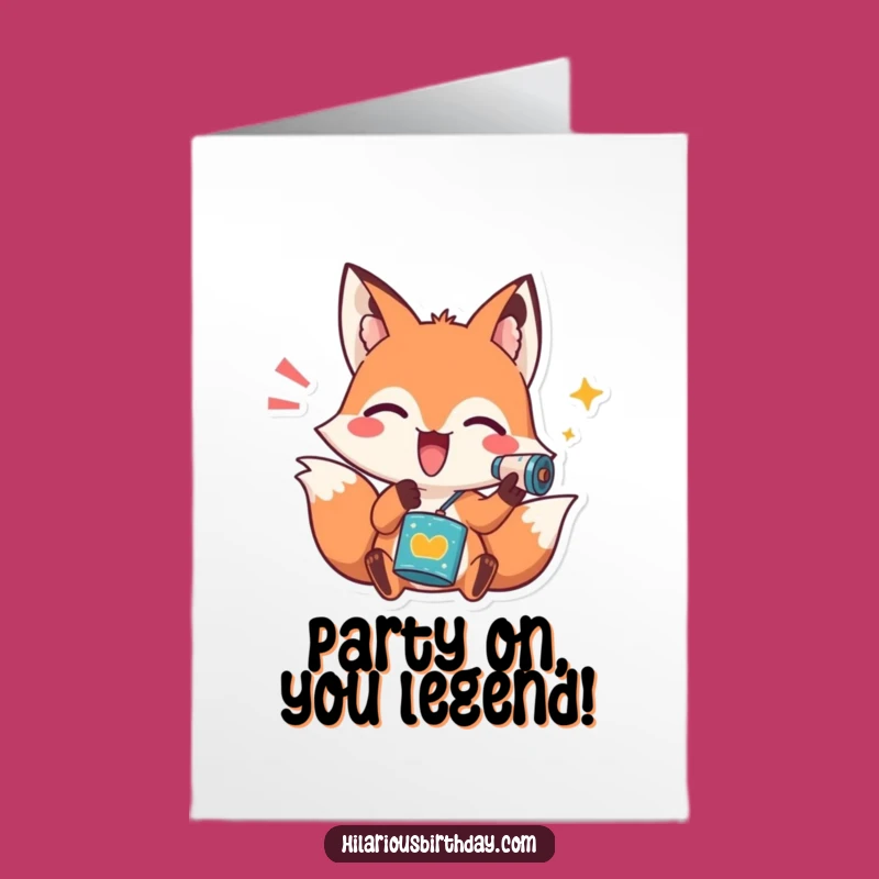Free Printable Fox Birthday Card: Funny Noisemaker Shaker Downloadable Gift