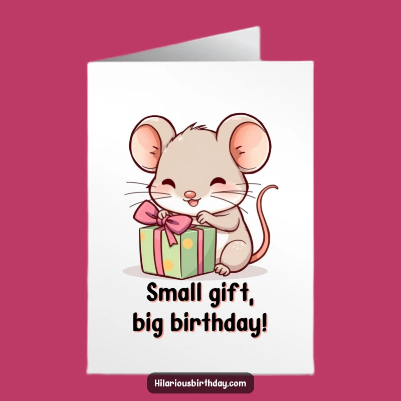Free Printable Kawaii Mouse Birthday Card: Gift Unwrapping Mouse Downloadable Gift