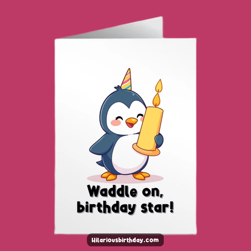 Free Printable Penguin Birthday Card: Giant Candle & Funny Downloadable Gift!