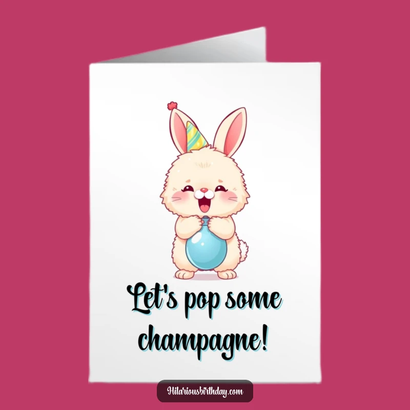 Free Printable Congrats Card: Bunny Balloon Pop, Celebration Success Downloadable