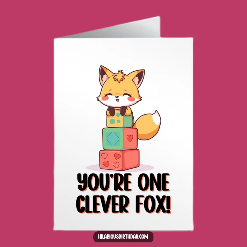 Free Printable Congrats Card: Fox Blocks Triumph, Downloadable & Fun for Risky Wins