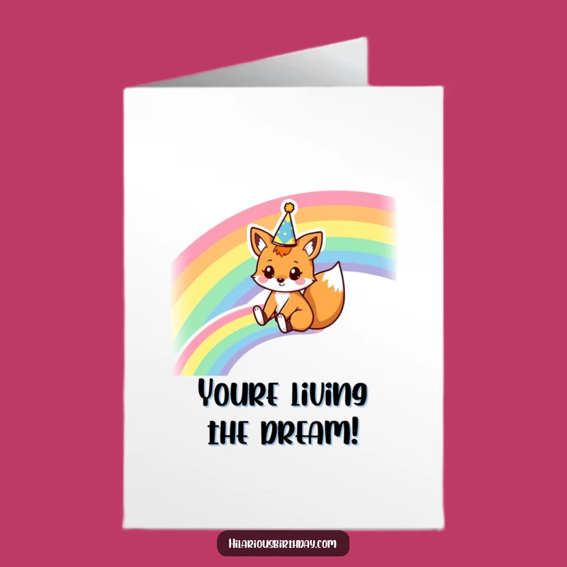 Free Printable Congrats Card: Fox Rainbow Slide, Hilarious Downloadable Celebration