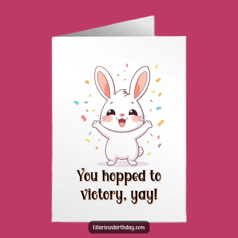 Free Printable Congrats Card: Joyful Rabbit Tosses Confetti - Humorous Downloadable Gift