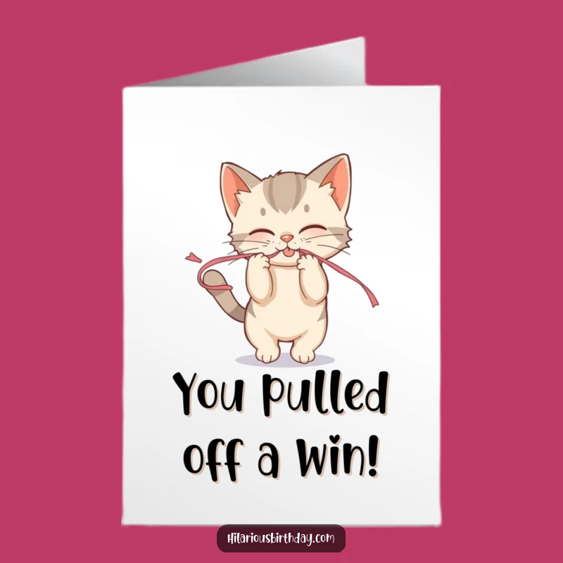 Free Printable Congrats Card: Kitten Streamer Fun, Playful Achievement Downloadable