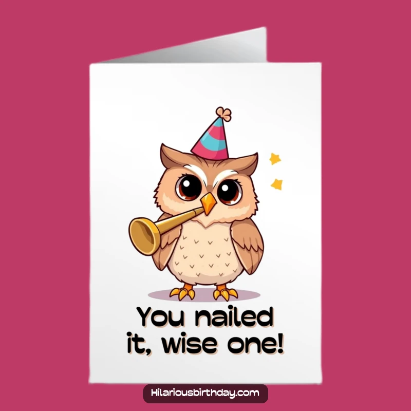 Free Printable Congrats Card: Owl Trumpet Celebration, Downloadable & Festive for Big Wins