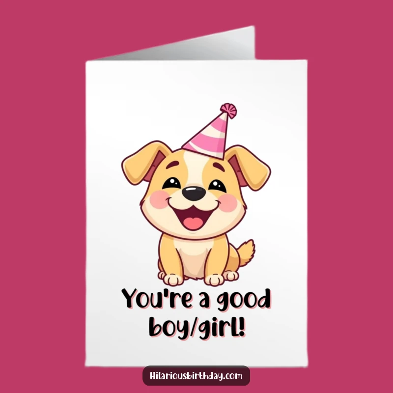 Free Printable Congratulations Card: Happy Dog Party Hat, Hilarious Downloadable Achievement Gift
