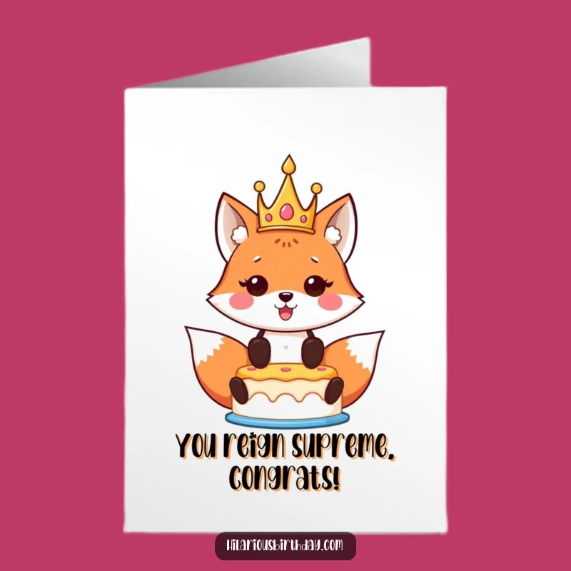 Free Printable Kawaii Fox Congrats Card: Crowned & Proud! Hilarious Downloadable