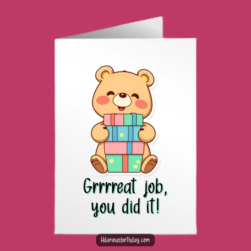 Free Printable Bear Congrats Card: Cheerful Downloadable Gift