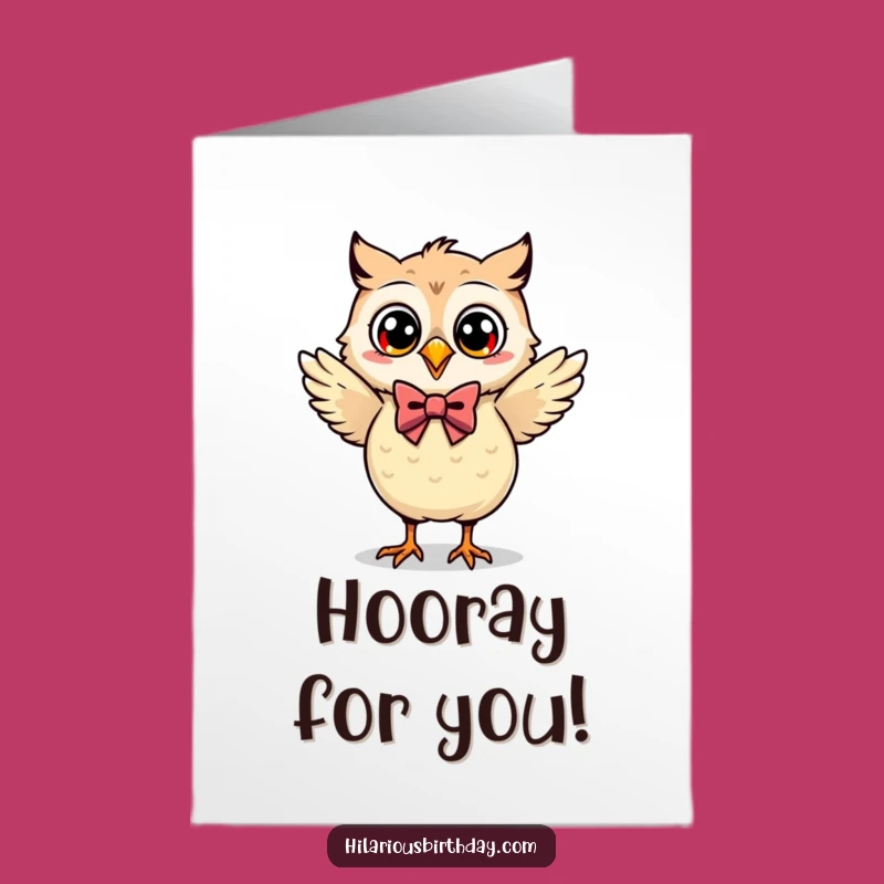 Free Printable Funny Owl Congratulations Card: Dancing Kawaii, Downloadable Celebration Greeting