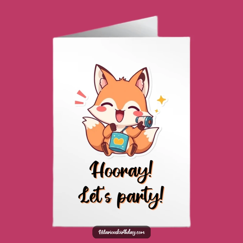 Free Printable Fox Congratulations Card: Funny Noisemaker Celebration Downloadable Gift