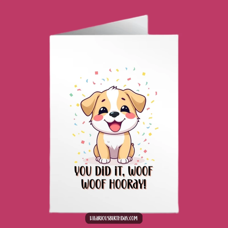 Free Printable Funny Dog Congratulations Card: Confetti Pup Downloadable Greeting
