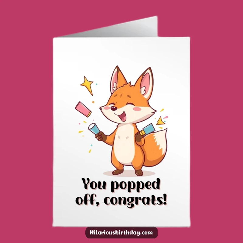 Free Printable Congratulations Card: Juggling Fox's Success! Funny Downloadable Gift