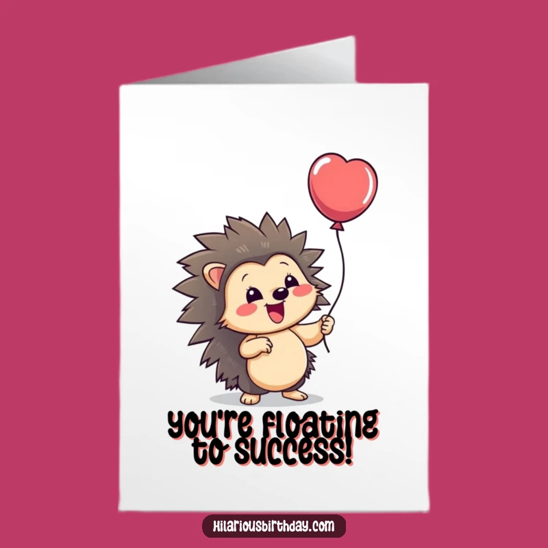 Free Printable Congratulations Card: Hedgehog's Balloon Surprise! Funny Downloadable Gift
