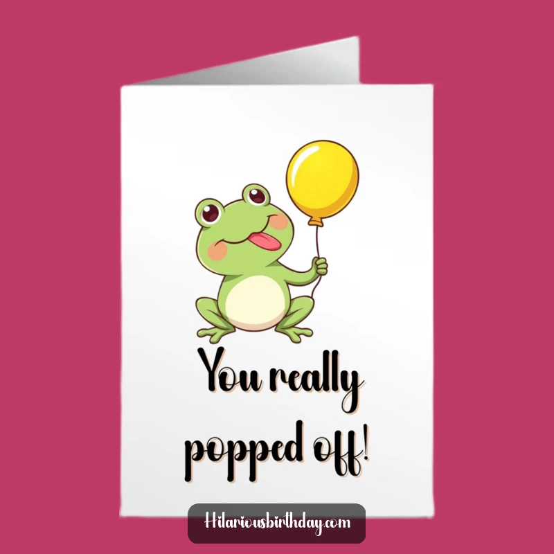 Free Printable Congrats Card: Kawaii Frog Balloon Burst, Hilarious Downloadable Celebration