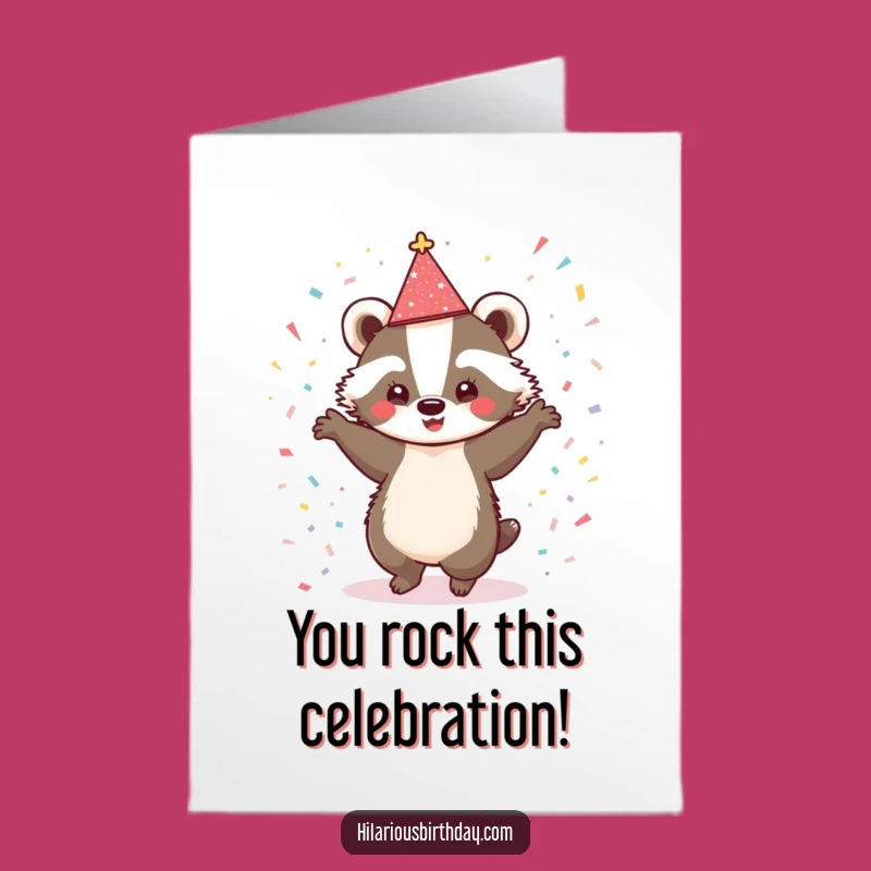 Free Printable Congrats Card: Badger's Disco Fever, Joyful Downloadable Gift