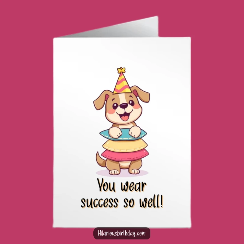 Free Printable Dog Party Hat Congrats Card: Funny Downloadable Gift for Celebration