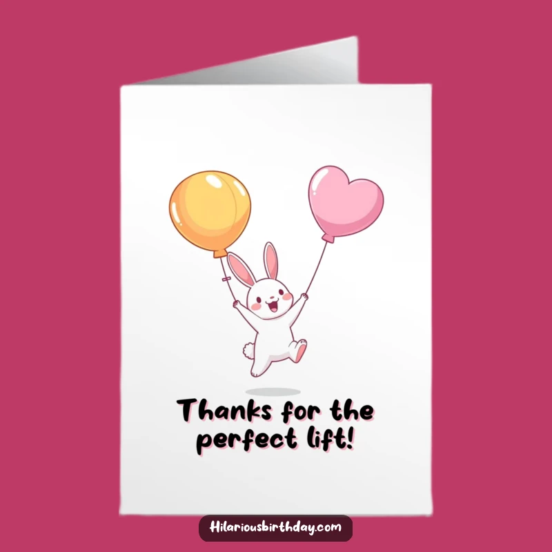 Free Printable Bunny Balloon Thank You Card: Funny Downloadable Gift for Expressing Gratitude