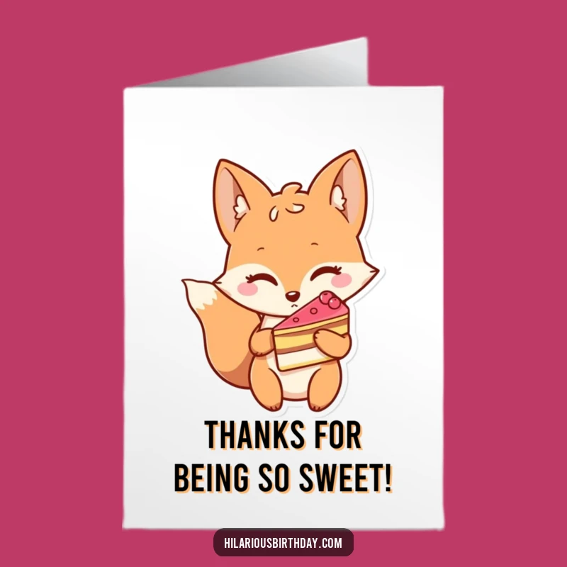 Free Printable Fox Thank You Card: Funny Downloadable Gift for Sweet Thanks