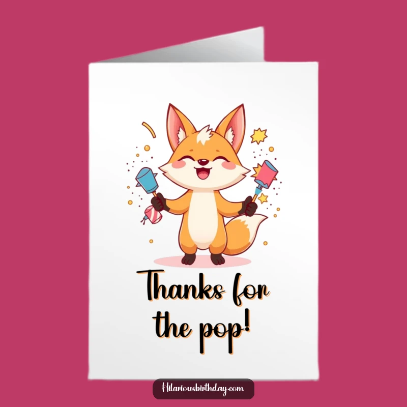 Free Printable Fox Thank You Card: Funny Juggling Poppers Downloadable Gift for Gratitude
