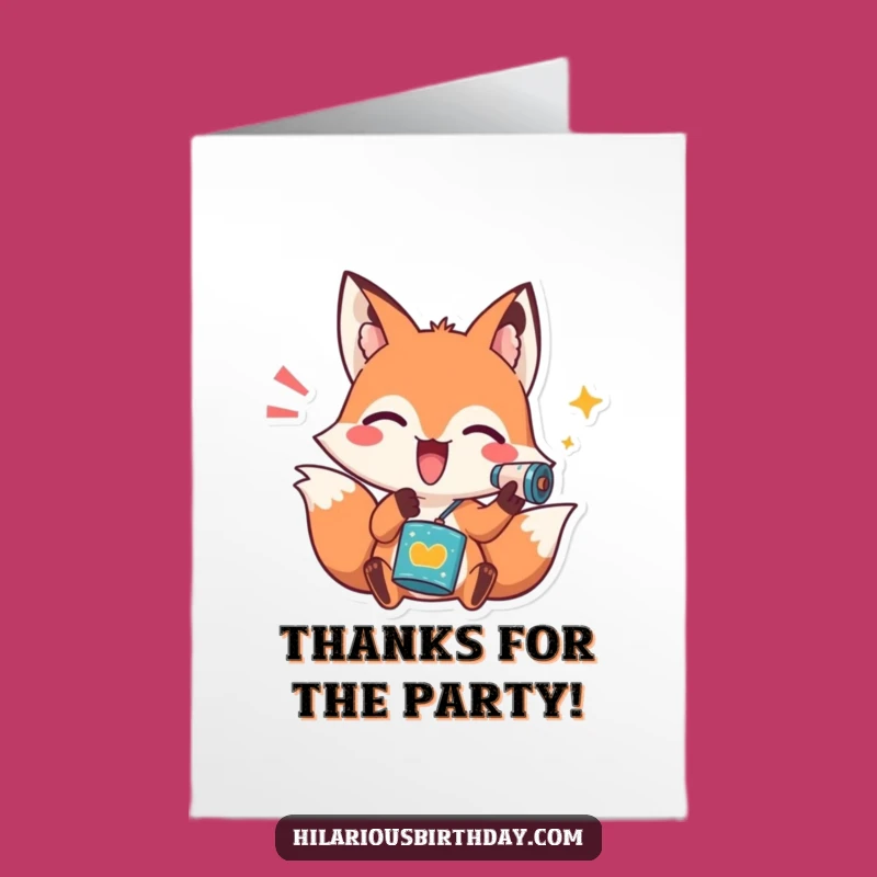 Free Printable Fox Thank You Card: Funny Noisemaker Gratitude Downloadable Gift