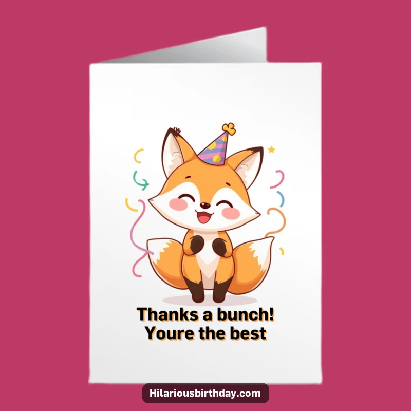 Free Printable Thank You Card: Amusing Fox Streamer Design, Downloadable Gratitude Art