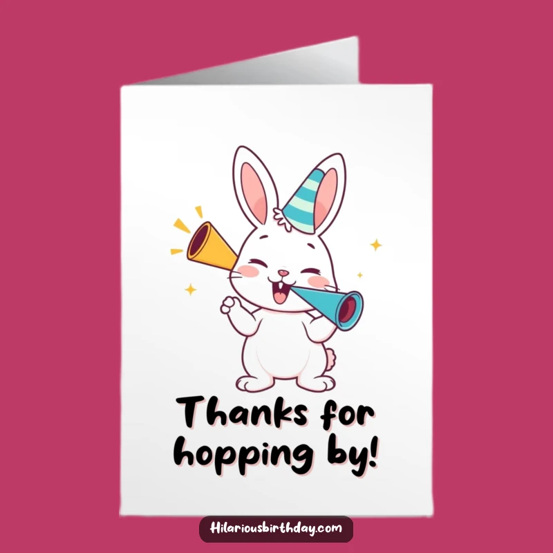 Free Printable Thank You Card: Bunny Party Horn, Express Thanks Loudly