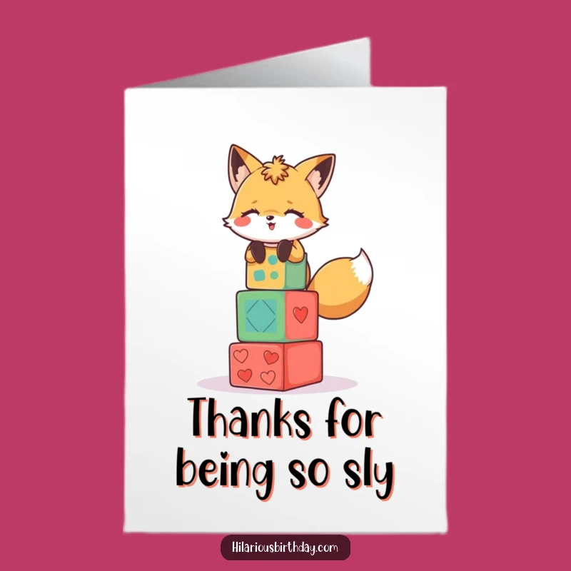 Free Printable Thank You Card: Fox Blocks Gratitude, Print at Home Playful Thanks