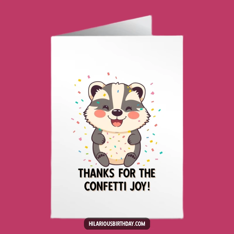 Free Printable Thank You Card: Funny Confetti Badger - Express Gratitude with Humor