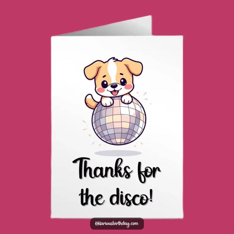 Free Printable Thank You Card: Funny Dog Disco Ball Thanks - Downloadable Gratitude Greeting