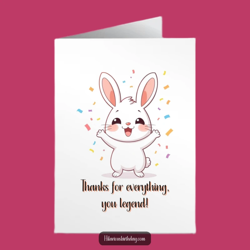 Free Printable Thank You Card: Happy Rabbit Confetti Thanks - Sweet Downloadable Gift