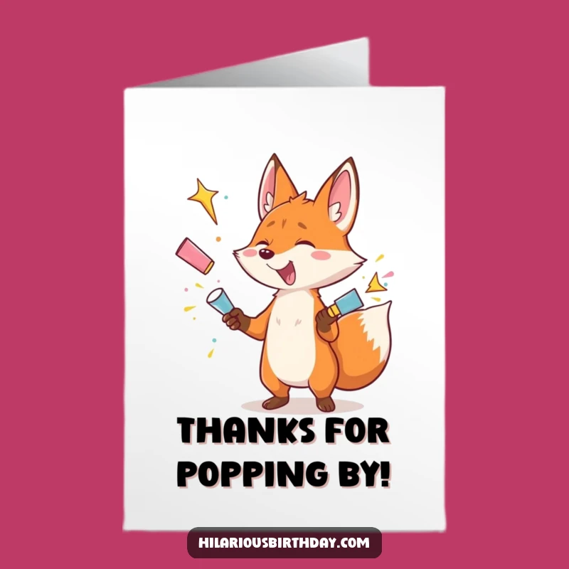 Free Printable Thank You Card: Juggling Fox's Gratitude! Funny Downloadable Gift