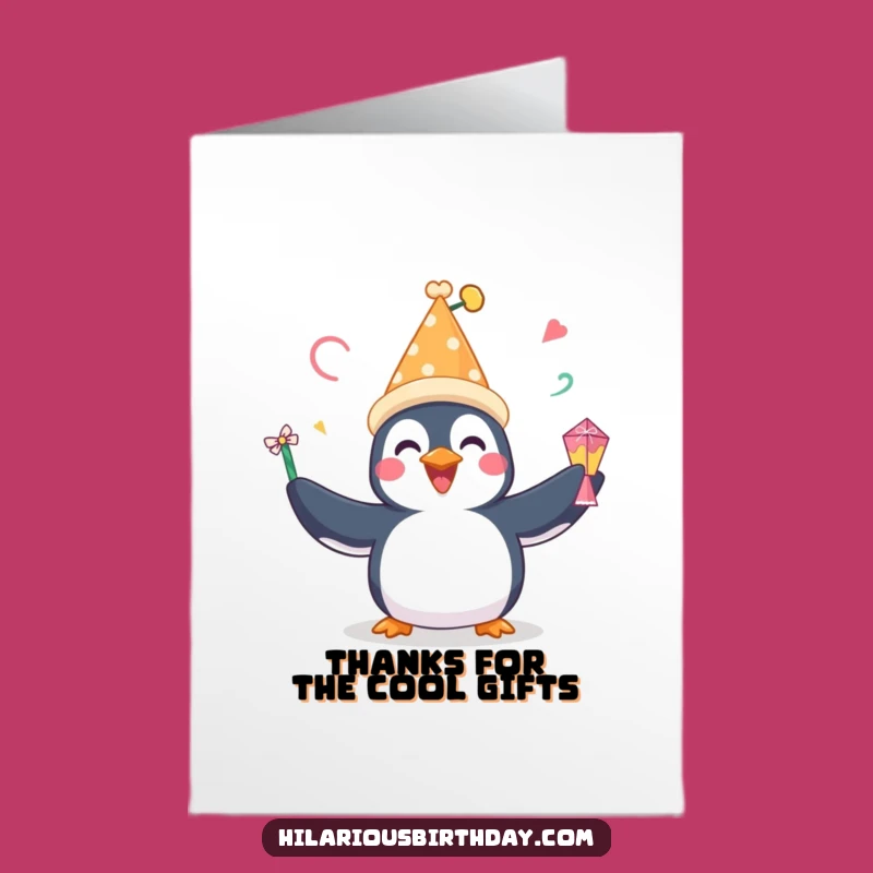 Free Printable Thank You Card: Penguin's Thanks, Playful Downloadable Appreciation Gift
