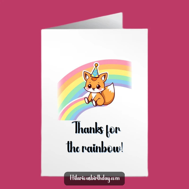 Free Printable Thank You Card: Fox Rainbow Slide, Sweet DIY Downloadable Thanks